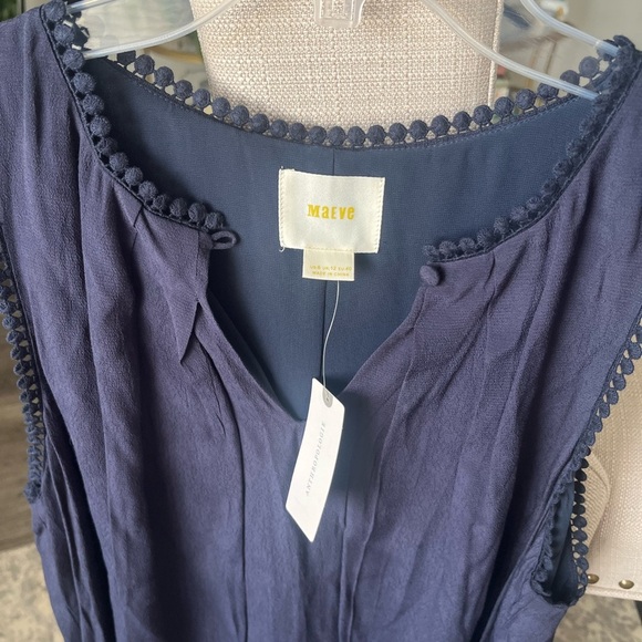 NWT $168 Anthroplogie Maeve Festivity Swing Fringe Hem Mini Dress Blue, 8 - Picture 3 of 7